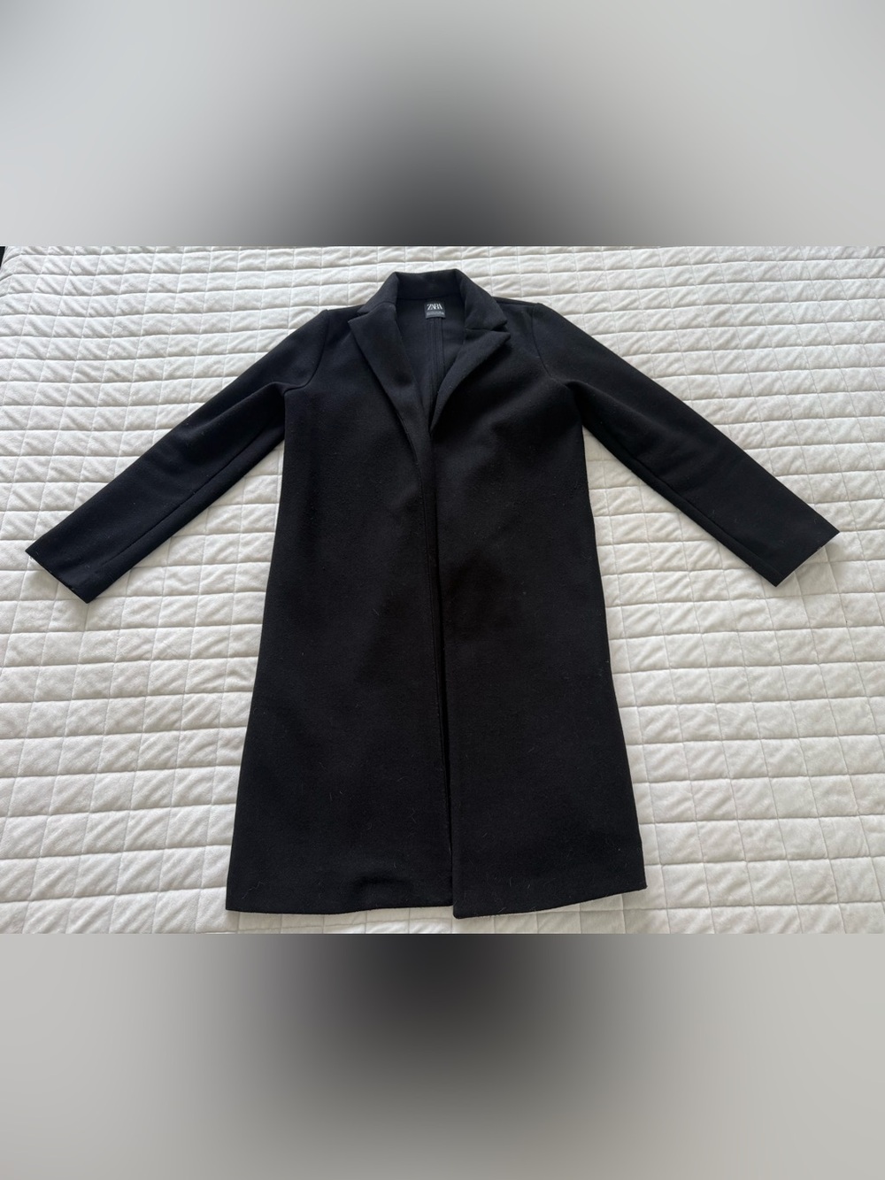 Zara Black Minimalist Tailored Long Pea Coat